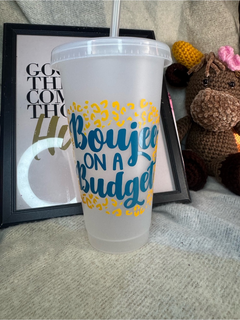 Boujee On A Budget Blue & Yellow Reusable Tumbler Cup - Women Accessories
